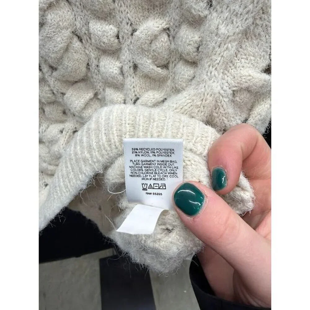 Express Cable Knit Short Sleeved Wool Blend Sweater